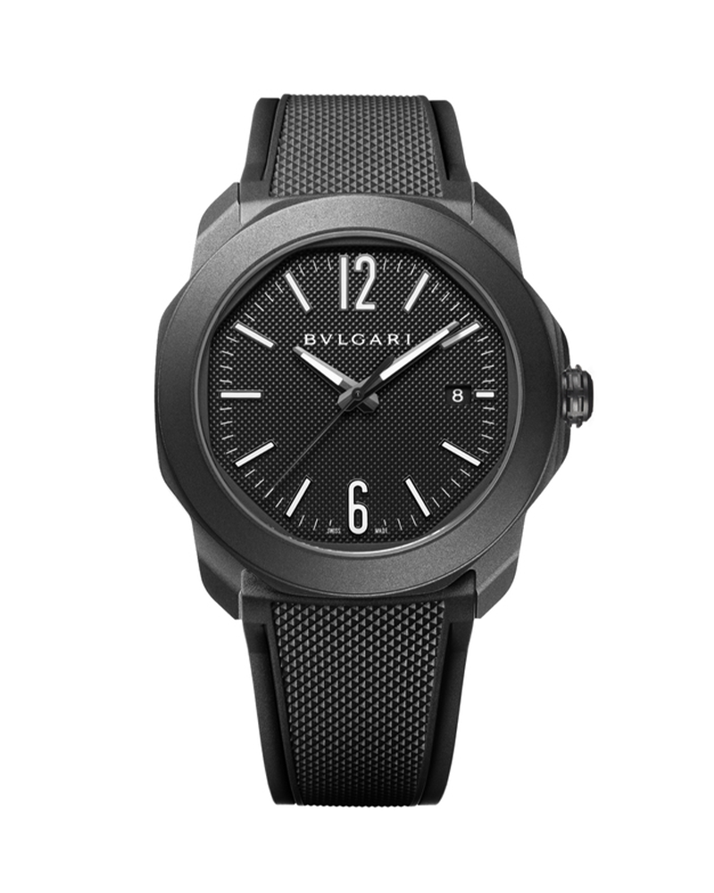 Bvlgari Octo Roma Watch For Men with Black Rubber Strap 103927