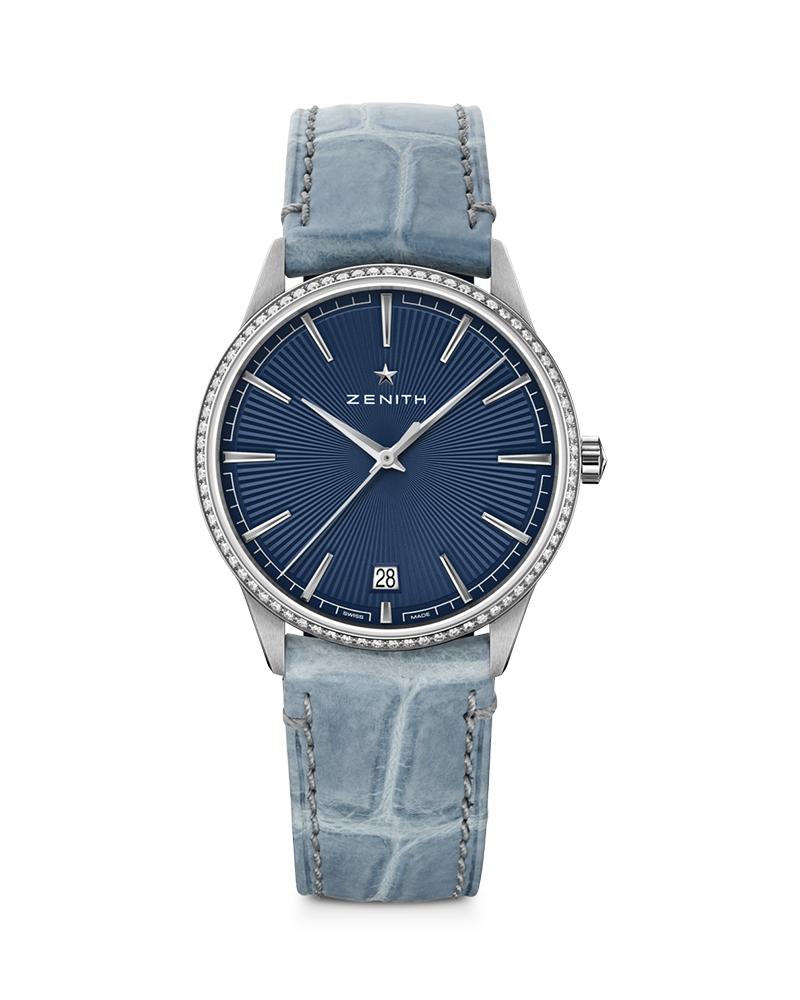 Zenith - Elite Classic Watch for Women with Blue Leather Strap