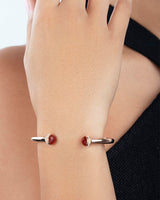 ROSE GOLD CARNELIAN DIAMOND OPEN BANGLE BRACELET (SIZE 17)