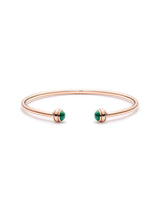 ROSE GOLD MALACHITE OPEN BANGLE BRACELET (SIZE 17)