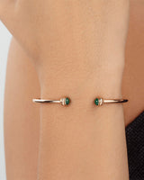 ROSE GOLD MALACHITE OPEN BANGLE BRACELET (SIZE 17)