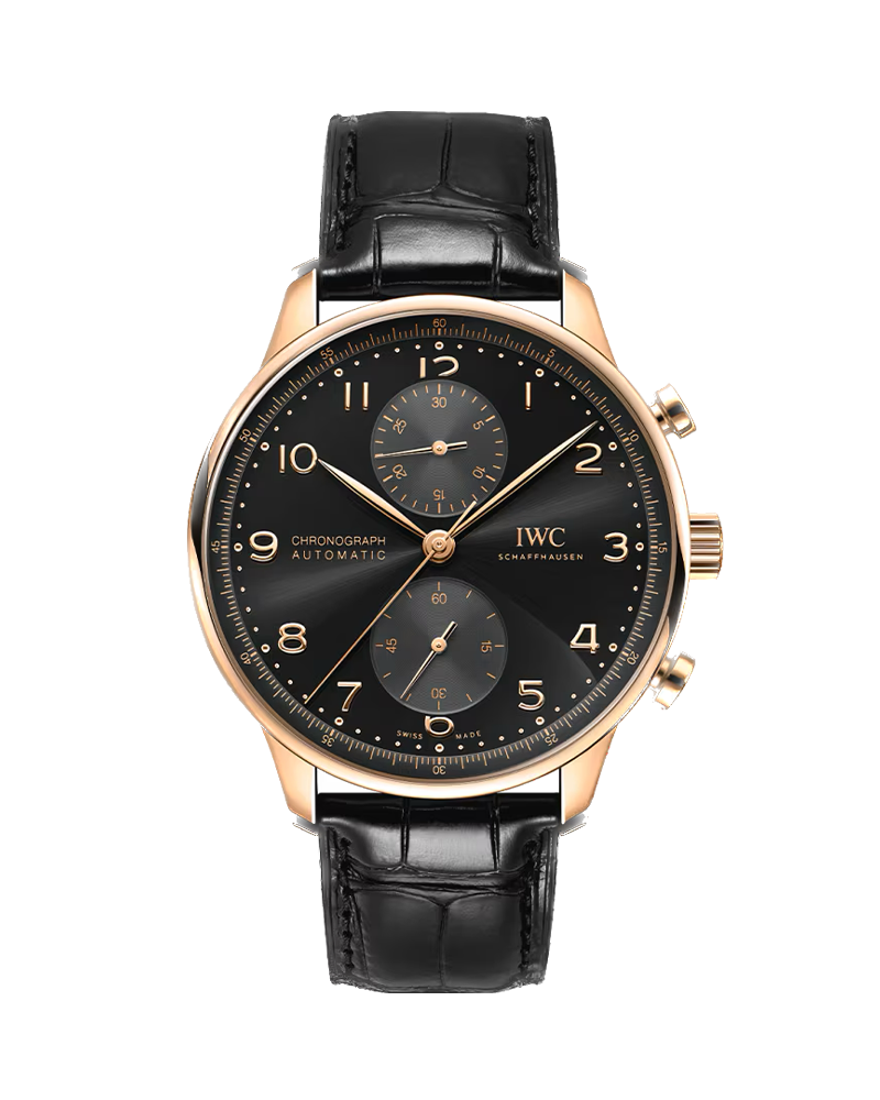 IWC Schaffhausen Portugieser Chronograph For Men with Black Leather Strap IW371625 Art Of Time