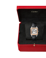 Santos Dumont, Small, Rose Gold And Steel, Leather