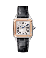 Santos Dumont, Small, Rose Gold And Steel, Leather