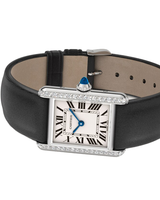 TANK MUST, SMALL, QUARTZ, STEEL, DIAMONDS, LEATHER