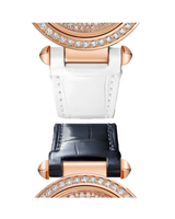 Pasha de Cartier watch 35 mm, automatic, rose gold, diamonds, White Leather Blue Leather strap