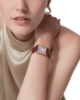 TANK LOUIS CARTIER WATCH LARGE MODEL, HAND-WOUND MECHANICAL MOVEMENT, ROSE GOLD, DIAMONDS, LEATHER