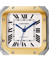 SANTOS DE CARTIER, MEDIUM, AUTOMATIC, YELLOW GOLD AND STEEL, INTERCHANGEABLE METAL AND LEATHER BRACELETS