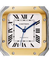 SANTOS DE CARTIER, MEDIUM, AUTOMATIC, YELLOW GOLD AND STEEL, INTERCHANGEABLE METAL AND LEATHER BRACELETS