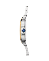 SANTOS DE CARTIER, MEDIUM, AUTOMATIC, YELLOW GOLD AND STEEL, INTERCHANGEABLE METAL AND LEATHER BRACELETS
