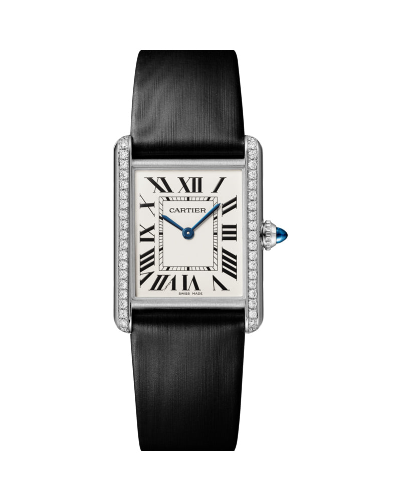 Cartier Tank Must Large Quartz Steel Diamonds Leather W4TA0017