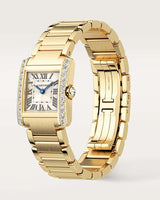 TANK FRANCAISE, SMALL, QUARTZ, YELLOW GOLD, DIAMONDS