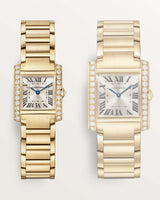 TANK FRANCAISE, SMALL, QUARTZ, YELLOW GOLD, DIAMONDS