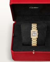 TANK FRANCAISE, SMALL, QUARTZ, YELLOW GOLD, DIAMONDS