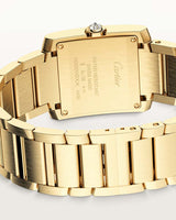 TANK FRANCAISE, MEDIUM, QUARTZ, YELLOW GOLD, DIAMONDS