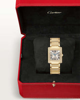 TANK FRANCAISE, MEDIUM, QUARTZ, YELLOW GOLD, DIAMONDS