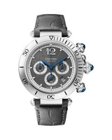 PASHA DE CARTIER, 41MM, CHRONOGRAPH, AUTOMATIC, STEEL, DARK GREY, INTERCHANGEABLE METAL AND LEATHER