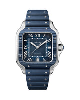 SANTOS DE CARTIER, LARGE, AUTOMATIC, STAINLESS STEEL, INTERCHANGEABLE METAL AND RUBBER