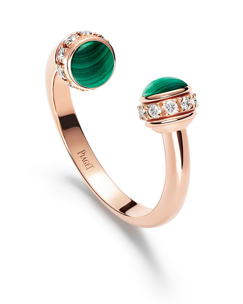 Piaget Rose Gold Malachite Diamond Open Ring G34P5D00 Art Of