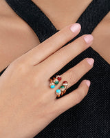 ROSE GOLD MALACHITE DIAMOND OPEN RING (SIZE 53)