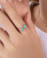 ROSE GOLD TURQUOISE DIAMOND OPEN RING
