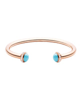 ROSE GOLD TURQUOISE DIAMOND OPEN BANGLE BRACELET (SIZE 16)