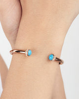 ROSE GOLD TURQUOISE DIAMOND OPEN BANGLE BRACELET (SIZE 16)