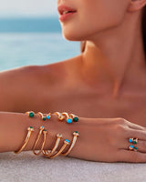 ROSE GOLD TURQUOISE DIAMOND OPEN BANGLE BRACELET (SIZE 16)