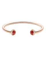 ROSE GOLD CARNELIAN DIAMOND OPEN BANGLE BRACELET (SIZE 15)