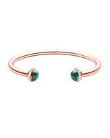 ROSE GOLD MALACHITE DIAMOND OPEN BANGLE BRACELET