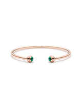 ROSE GOLD MALACHITE OPEN BANGLE BRACELET (SIZE 16)