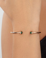 ROSE GOLD MALACHITE OPEN BANGLE BRACELET (SIZE 16)