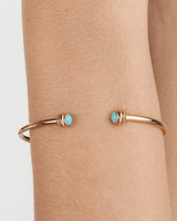ROSE GOLD TURQUOISE OPEN BANGLE BRACELET (SIZE 16)