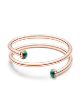 ROSE GOLD, MALACHITE, DIAMOND WRAP BANGLE BRACELET