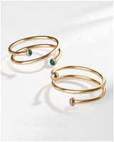 ROSE GOLD, MALACHITE, DIAMOND WRAP BANGLE BRACELET