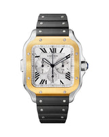 SANTOS DE CARTIER, XL, CHRONOGRAPH, STEEL AND GOLD, INTERCHANGEABLE METAL AND RUBBER BRACELETS