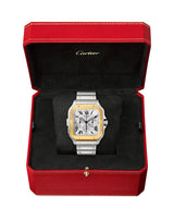 SANTOS DE CARTIER, XL, CHRONOGRAPH, STEEL AND GOLD, INTERCHANGEABLE METAL AND RUBBER BRACELETS