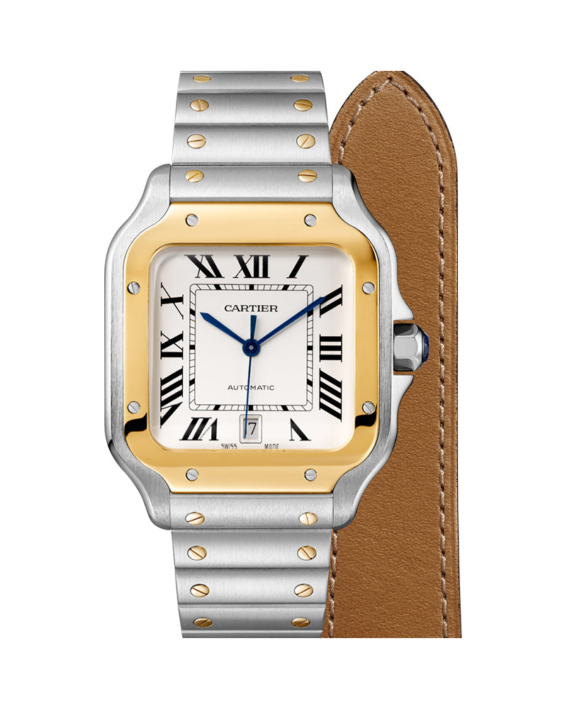 Gold cartier santos on sale watch