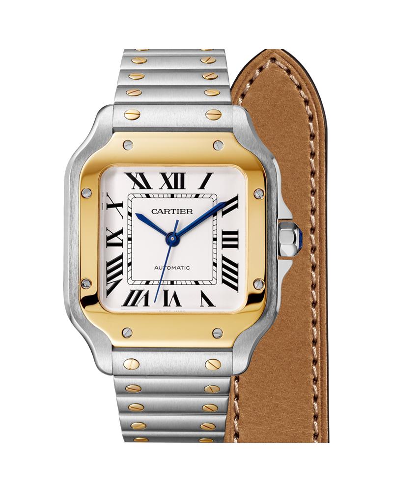 Cartier Santos De Cartier Medium Automatic Yellow Gold And Steel