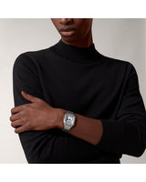 SANTOS DE CARTIER, MEDIUM, AUTOMATIC, STEEL, DIAMONDS, INTERCHANGEABLE METAL, LEATHER BRACELETS