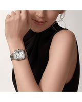 SANTOS DE CARTIER, MEDIUM, AUTOMATIC, STEEL, DIAMONDS, INTERCHANGEABLE METAL, LEATHER BRACELETS