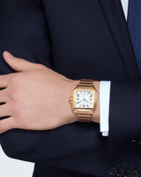 SANTOS DE CARTIER, LARGE, AUTOMATIC, ROSE GOLD, INTERCHANGEABLE METAL AND LEATHER BRACELETS