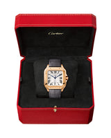 SANTOS DE CARTIER, LARGE, AUTOMATIC, ROSE GOLD, TWO INTERCHANGEABLE LEATHER BRACELETS