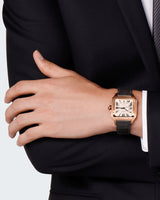 SANTOS DE CARTIER, LARGE, AUTOMATIC, ROSE GOLD, TWO INTERCHANGEABLE LEATHER BRACELETS