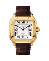 SANTOS DE CARTIER, LARGE, AUTOMATIC, YELLOW GOLD, INTERCHANGEABLE METAL AND LEATHER BRACELETS