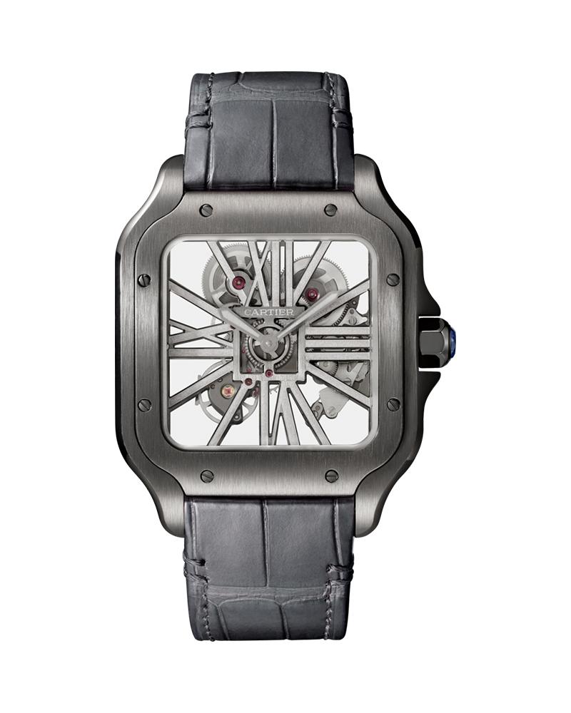Cartier Santos De Cartier Skeleton Large Manual Adlc Leather