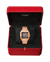 SANTOS DE CARTIER, SKELETON, LARGE, MANUAL, ROSE GOLD, INTERCHANGEABLE METAL AND LEATHER BRACELETS