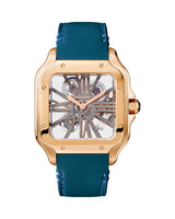 SANTOS DE CARTIER, SKELETON, LARGE, MANUAL, ROSE GOLD, INTERCHANGEABLE METAL AND LEATHER BRACELETS