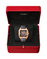 SANTOS DE CARTIER, SKELETON, LARGE, MANUAL, ROSE GOLD, INTERCHANGEABLE METAL AND LEATHER BRACELETS