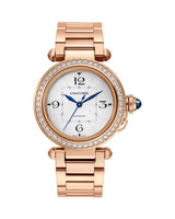 PASHA DE CARTIER, 35 MM, AUTOMATIC MOVEMENT, ROSE GOLD, DIAMONDS, INTERCHANGEABLE METAL AND LEATHER STRAPS